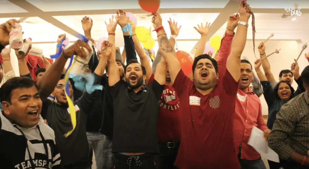 Participants enjoying the Musical Team Building Activity